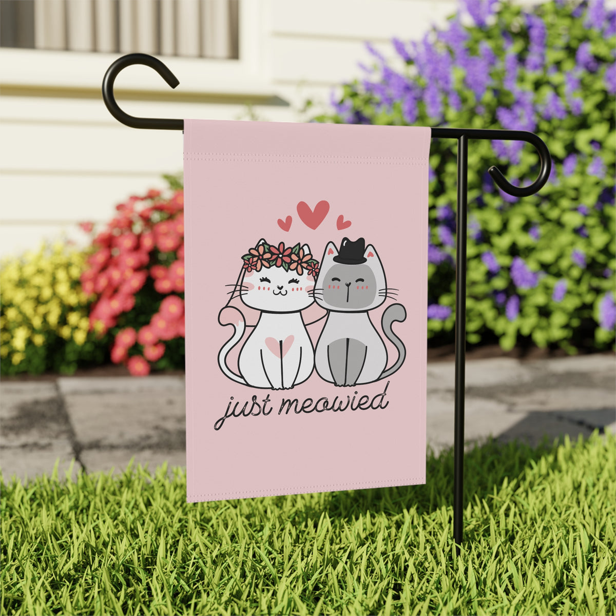 Just Married Cats Garden Flag
