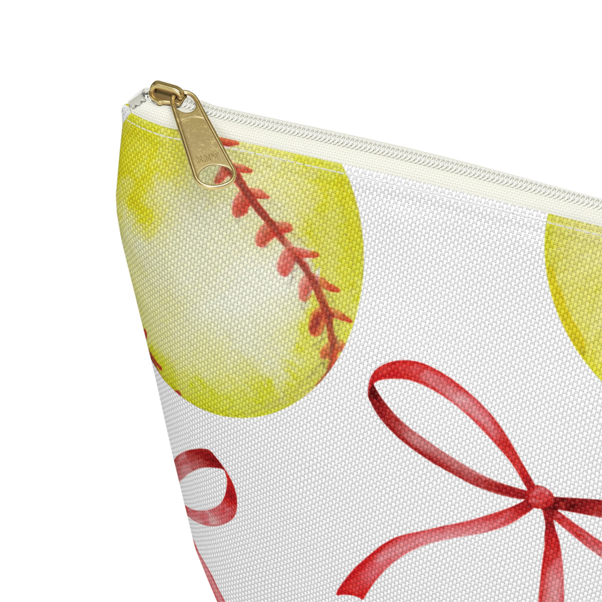Coquette Softball Zipper Pouch, Makeup Bag