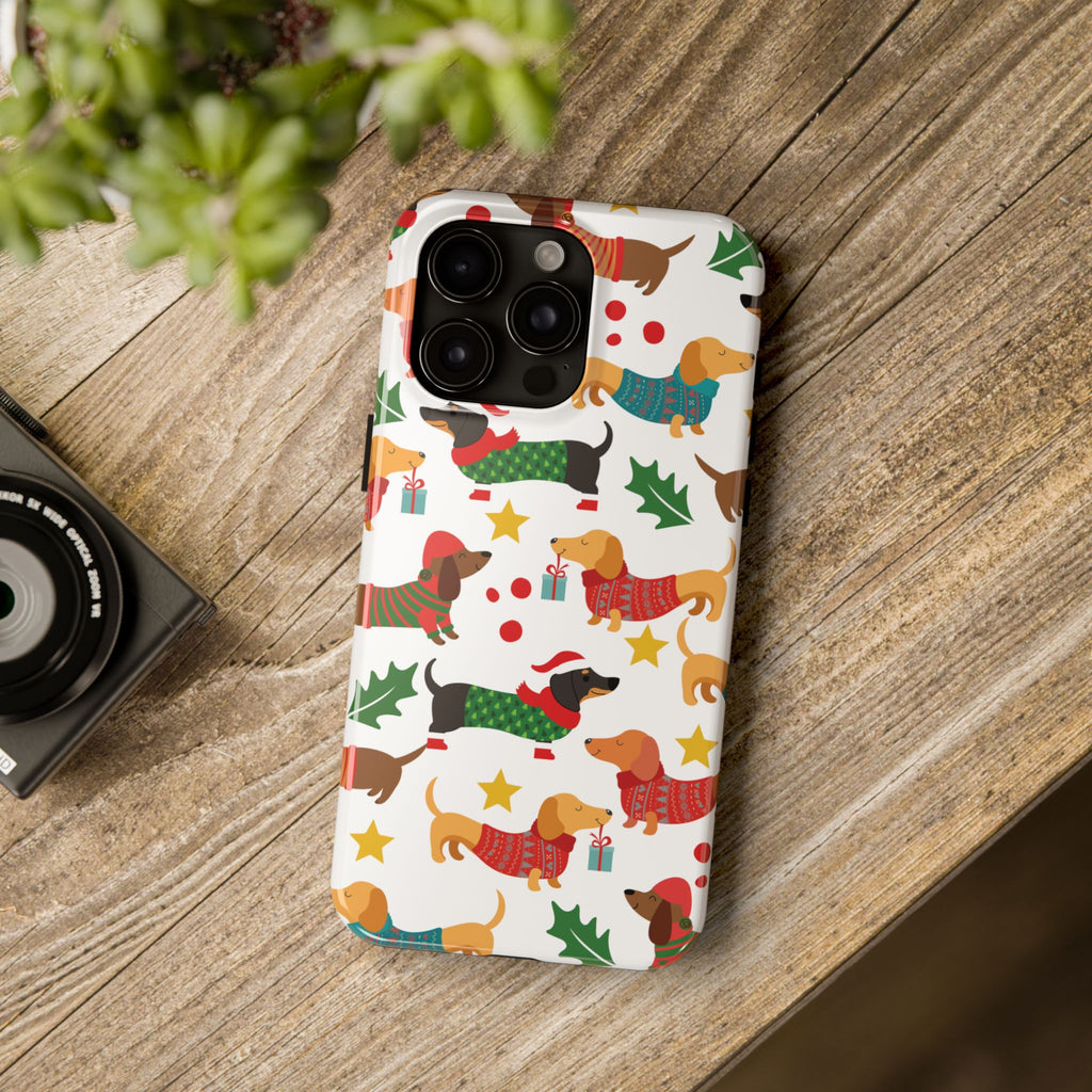 Cute Christmas Doxies Tough iPhone Case