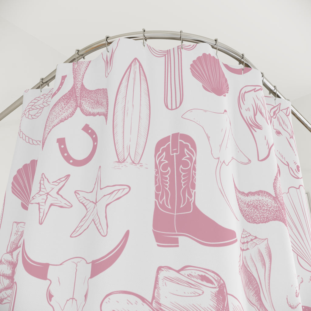 Pink Coastal Cowgirl Shower Curtain