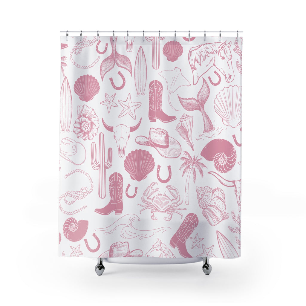 Pink Coastal Cowgirl Shower Curtain