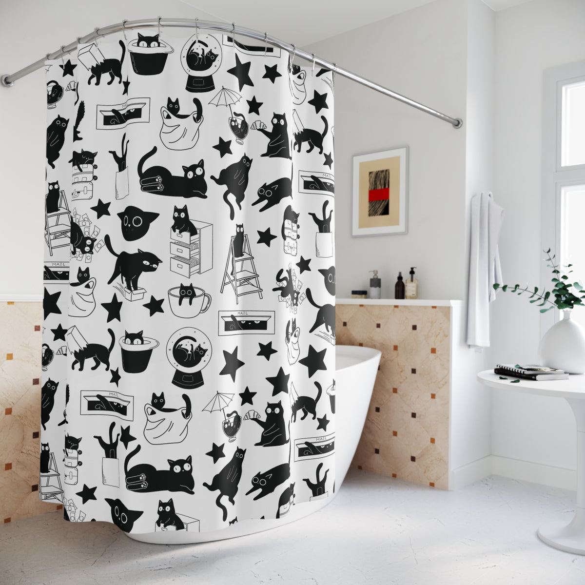 Crazy Black Cats Shower Curtain
