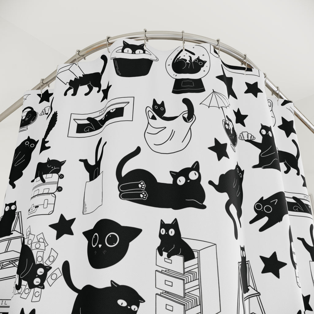 Crazy Black Cats Shower Curtain