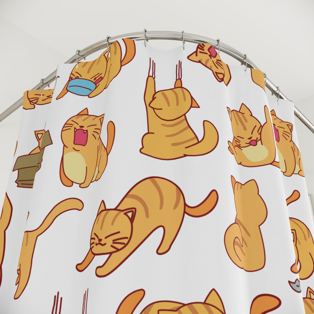 Crazy Orange Cats Shower Curtain