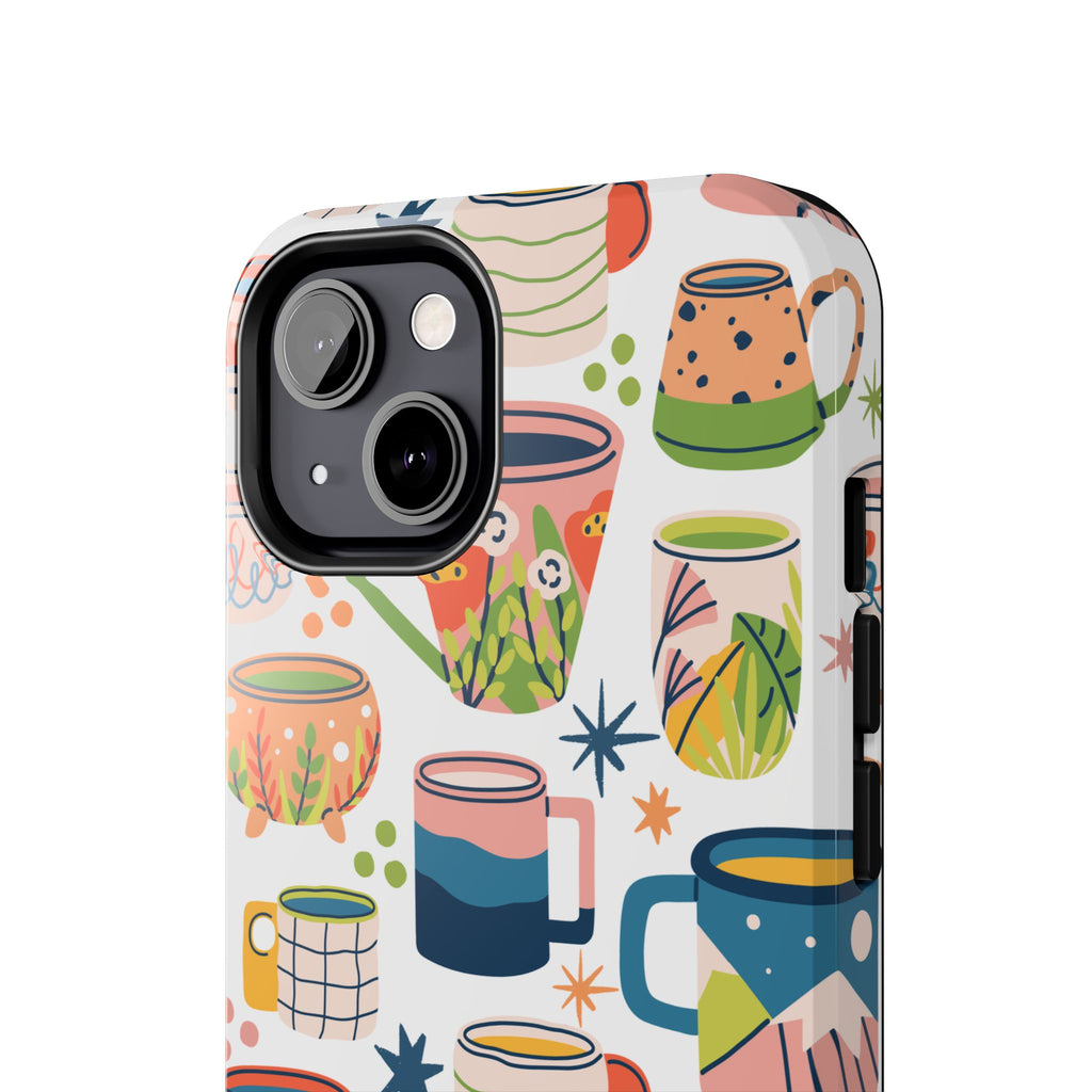 Retro Teacups Tough iPhone Case