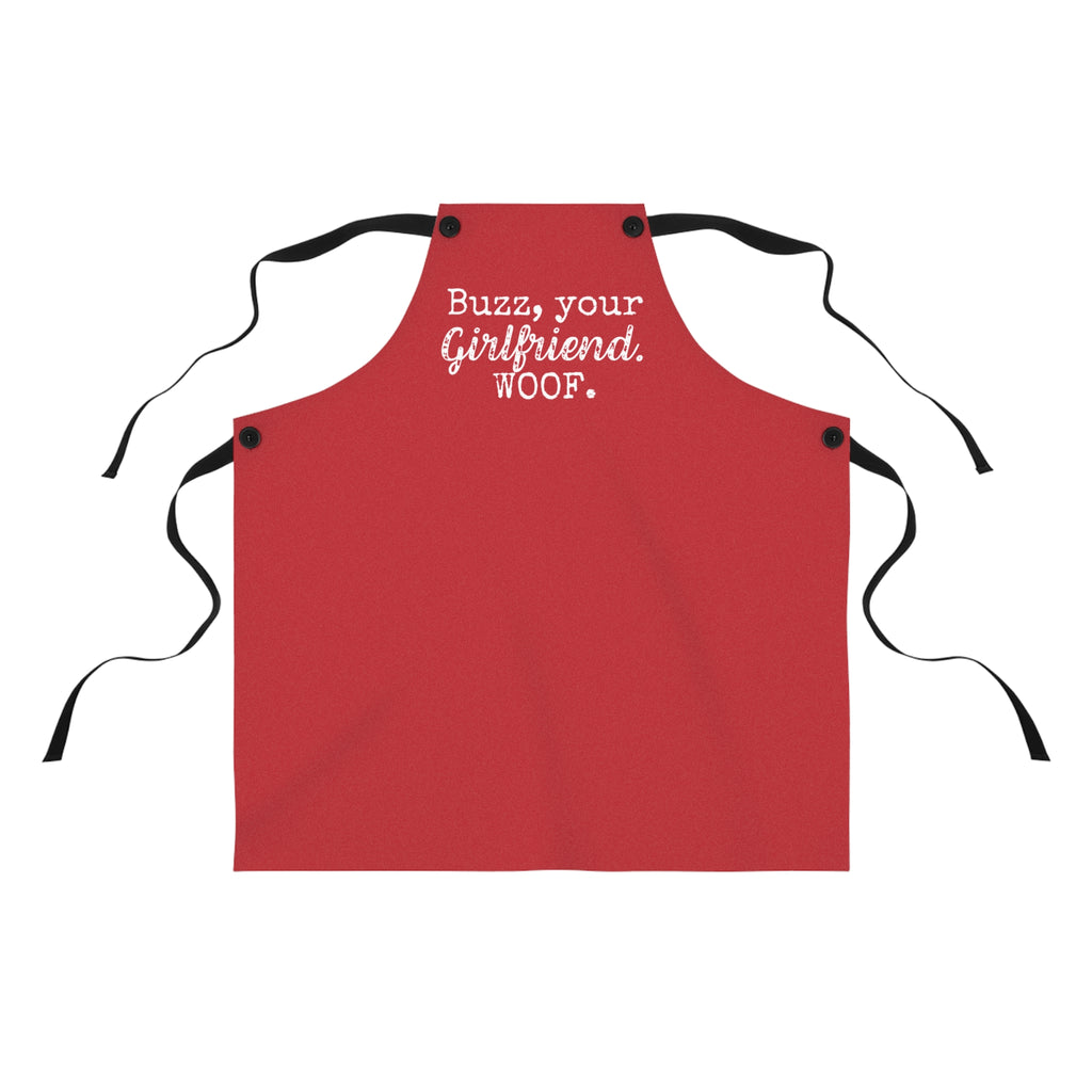 Buzz Your Girlfriend Woof Holiday Movie Kitchen Apron