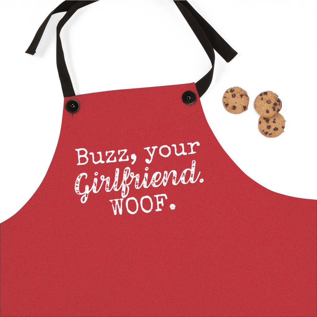 Buzz Your Girlfriend Woof Holiday Movie Kitchen Apron