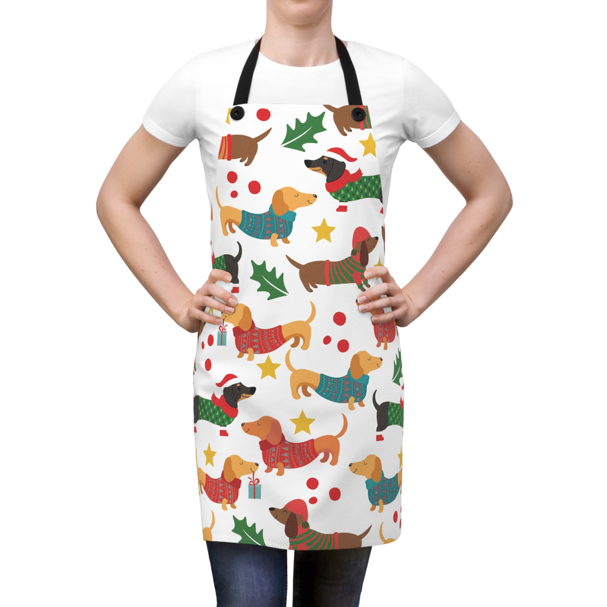Christmas Dachshund Dogs Kitchen Apron