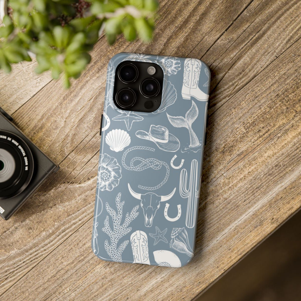 Coastal Cowgirl Tough iPhone Case, Dusty Blue