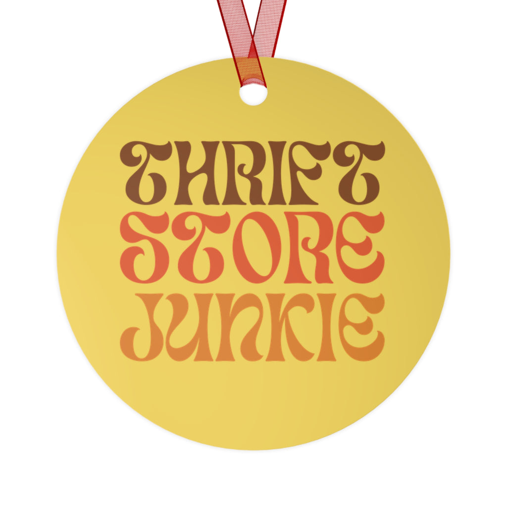 Thrift Store Junkie Round Metal Ornament