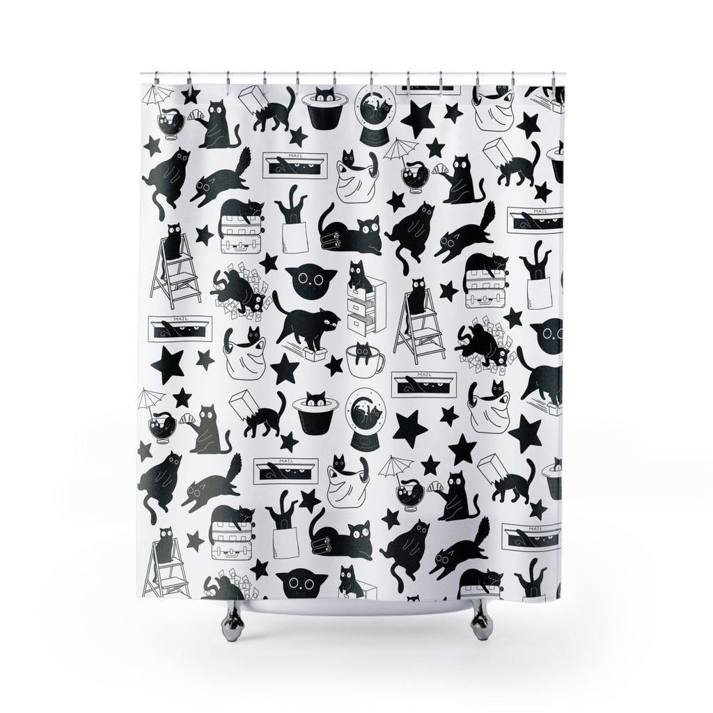 Crazy Black Cats Shower Curtain