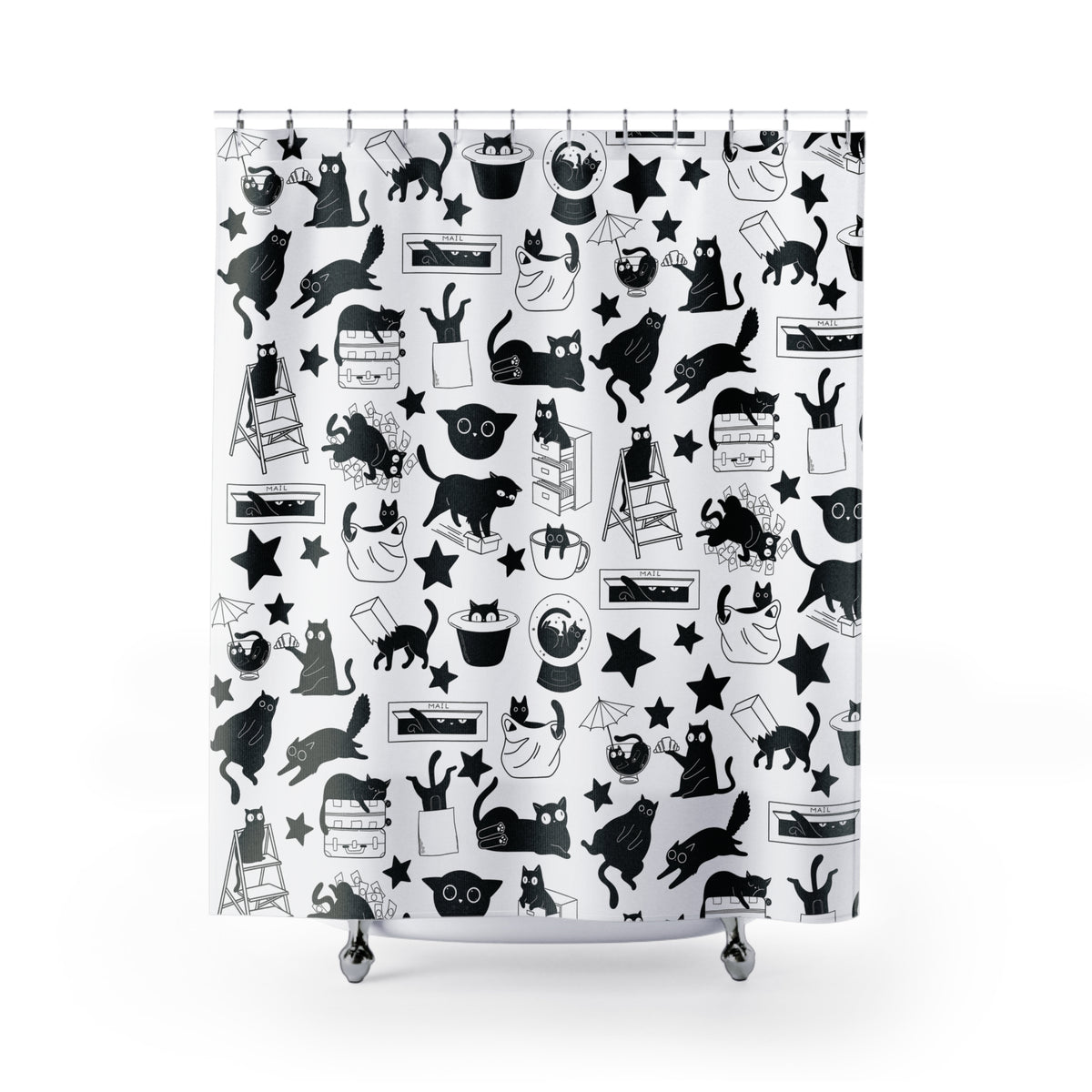 Crazy Black Cats Shower Curtain
