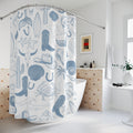 Coastal Cowgirl White & Blue Shower Curtain