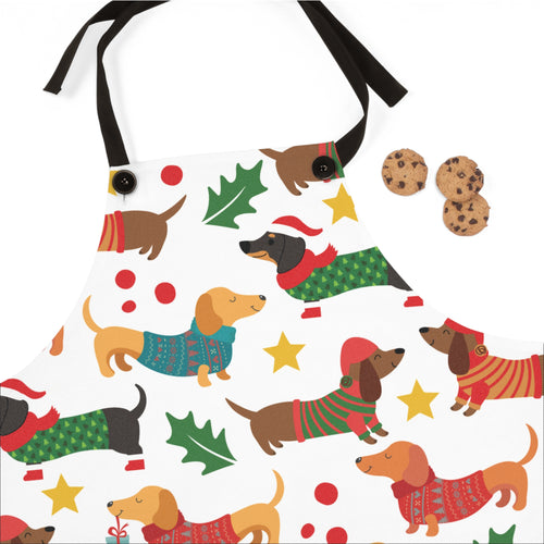 Christmas Dachshund Dogs Kitchen Apron