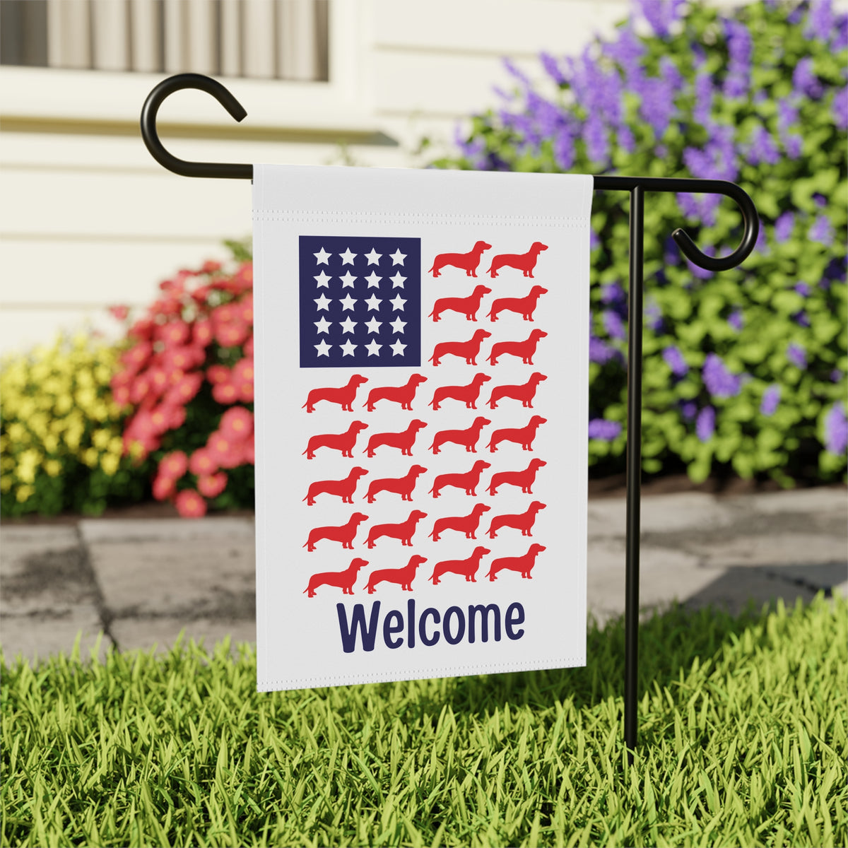 Dachshund Nation Garden Flag