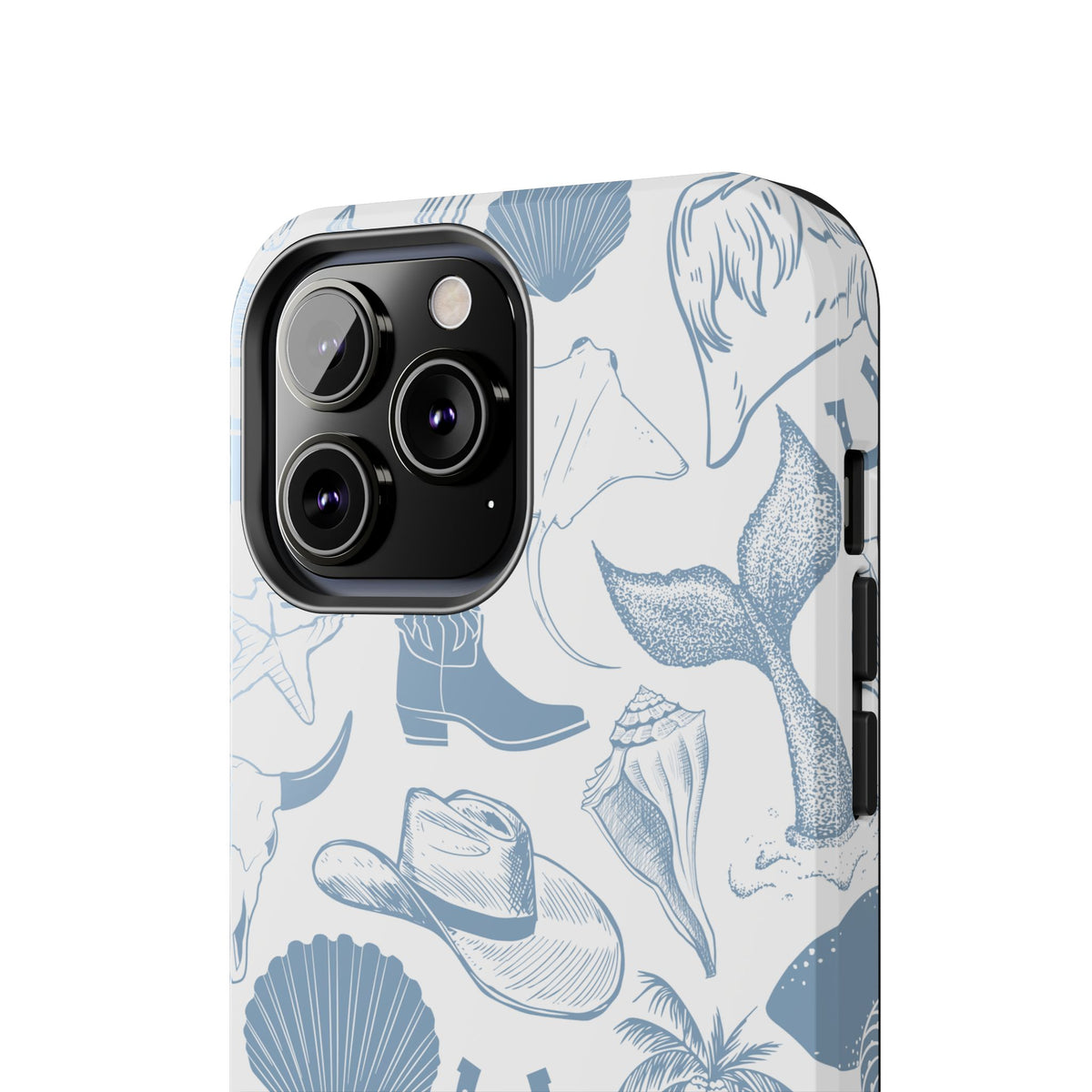 Coastal Cowgirl Tough iPhone Case, White Dusty Blue