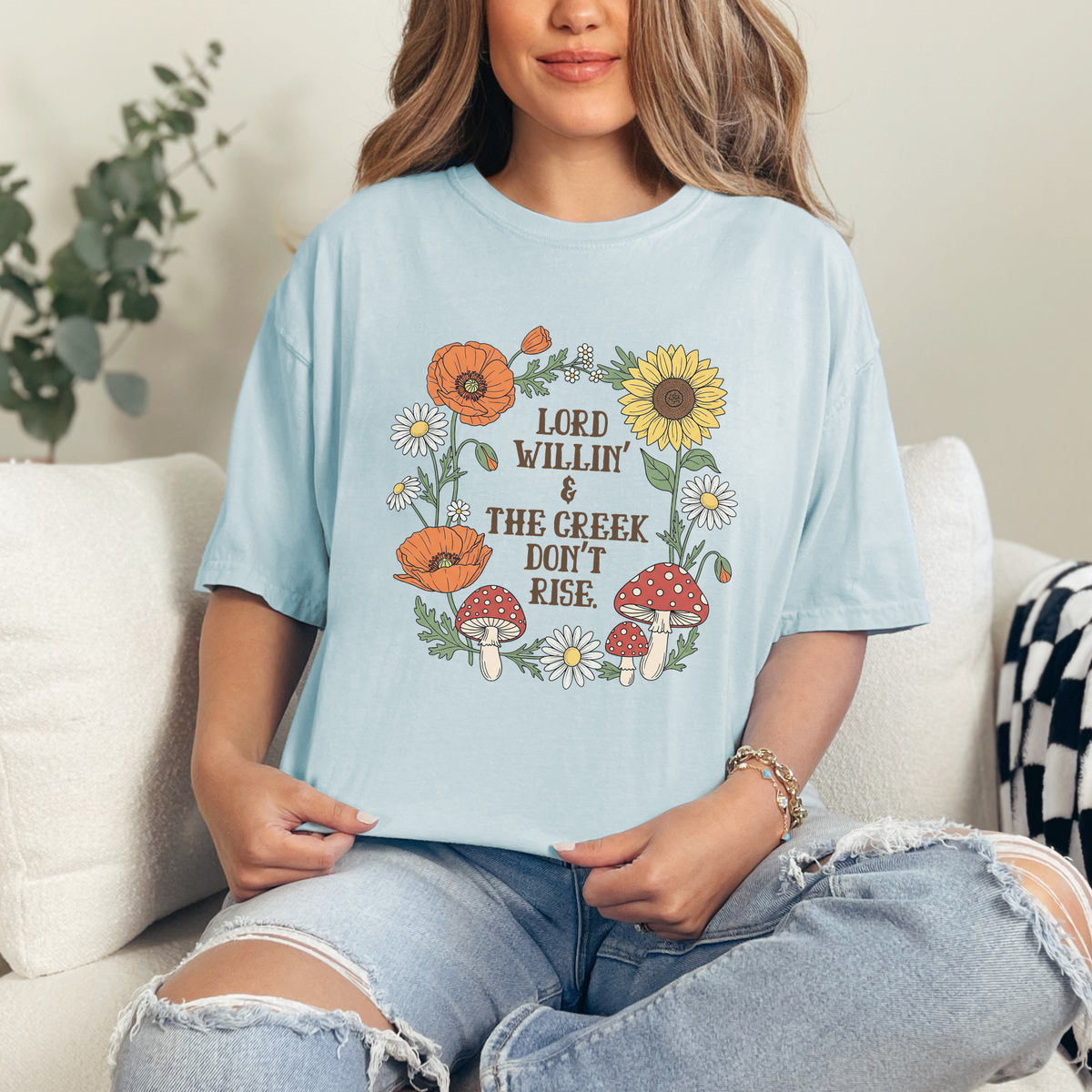Lord Willing, Creek Don't Rise Comfort Colors Graphic Tee
