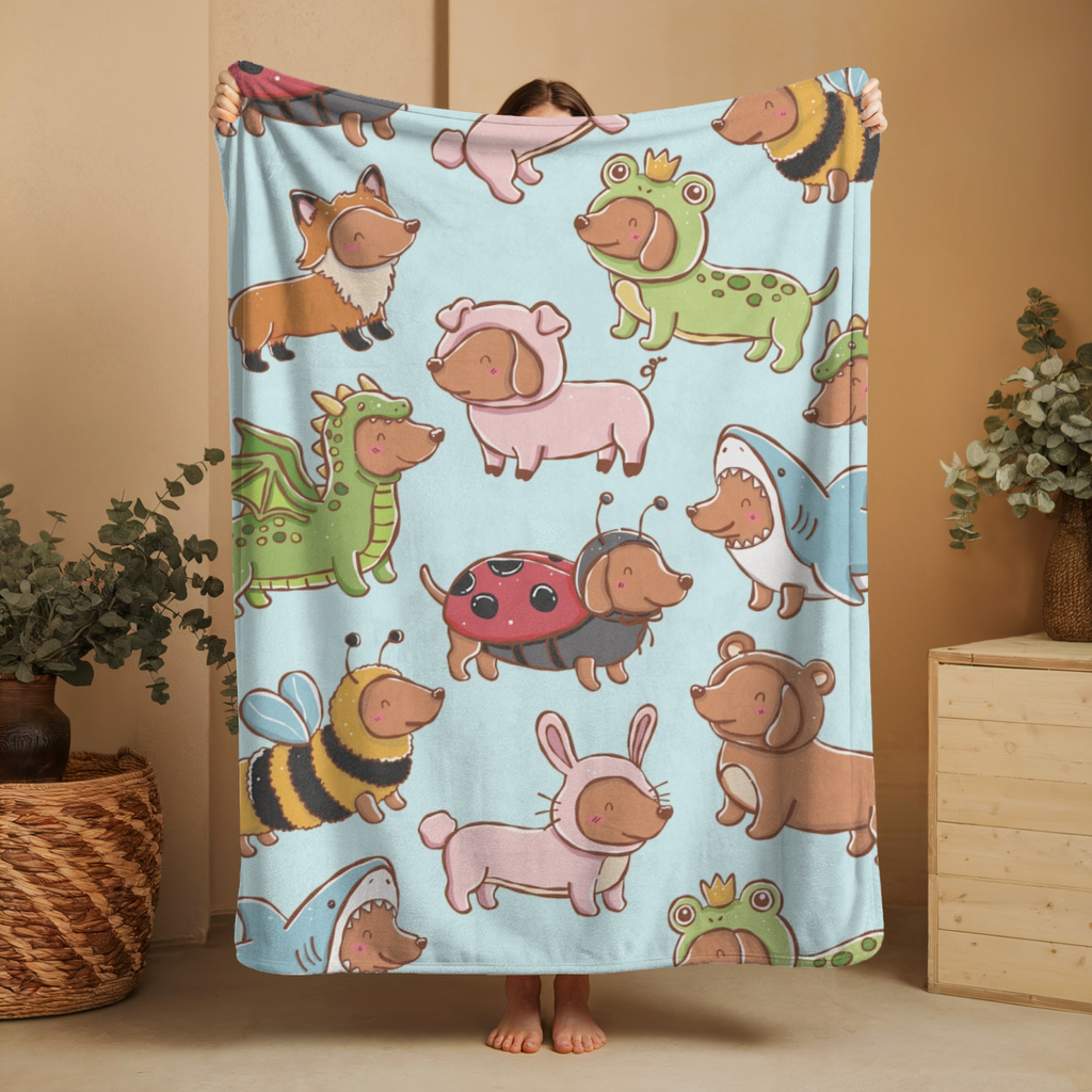 Dressed Up Dachshunds Super Soft Throw Blanket