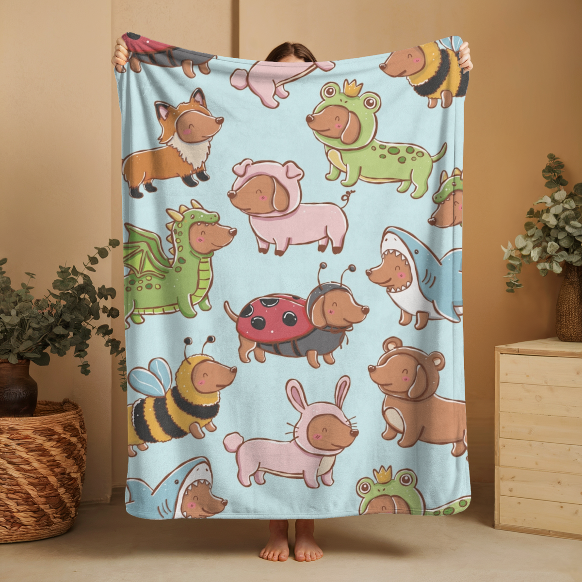 Dressed Up Dachshunds Super Soft Throw Blanket