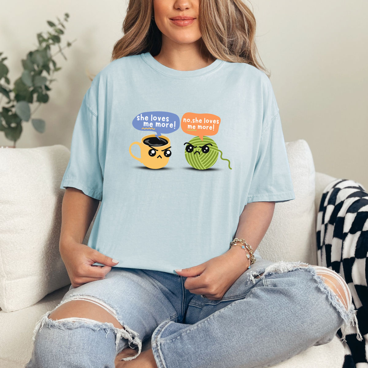 Coffee vs. Yarn Comfort Colors Graphic Tee