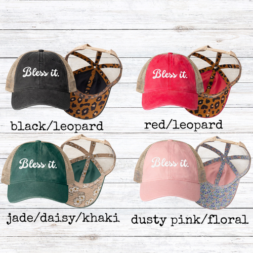 Bless it Embroidered Women's Mesh-Back Cap