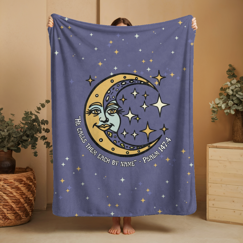 Celestial Moon Bible Verse Throw Blanket